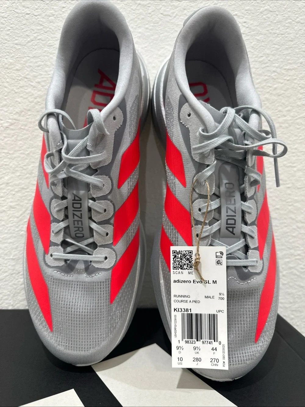 adidas Men’s Gray Athletic Shoes with Red Stripes